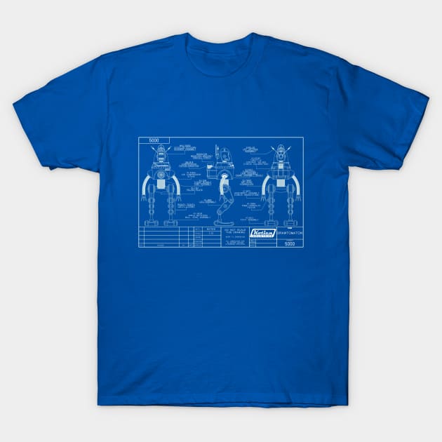 Drawtomaton-5000 Blueprint T-Shirt by KotienIndustries